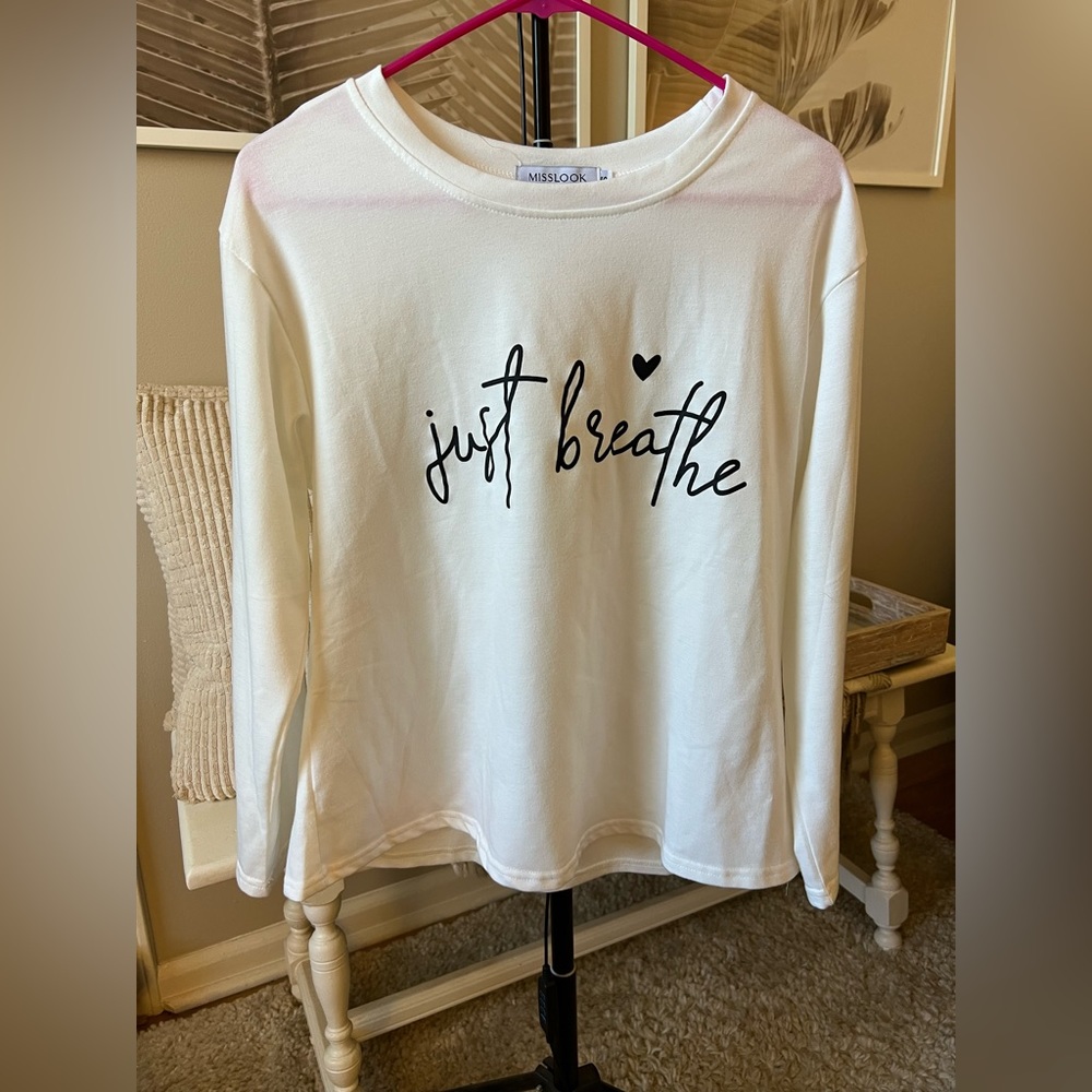 Just Breathe White Long Sleeve Shirt